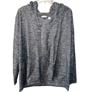 Pure Jill cardigan womens Large J Jill gray heather hooded open Casual Boho